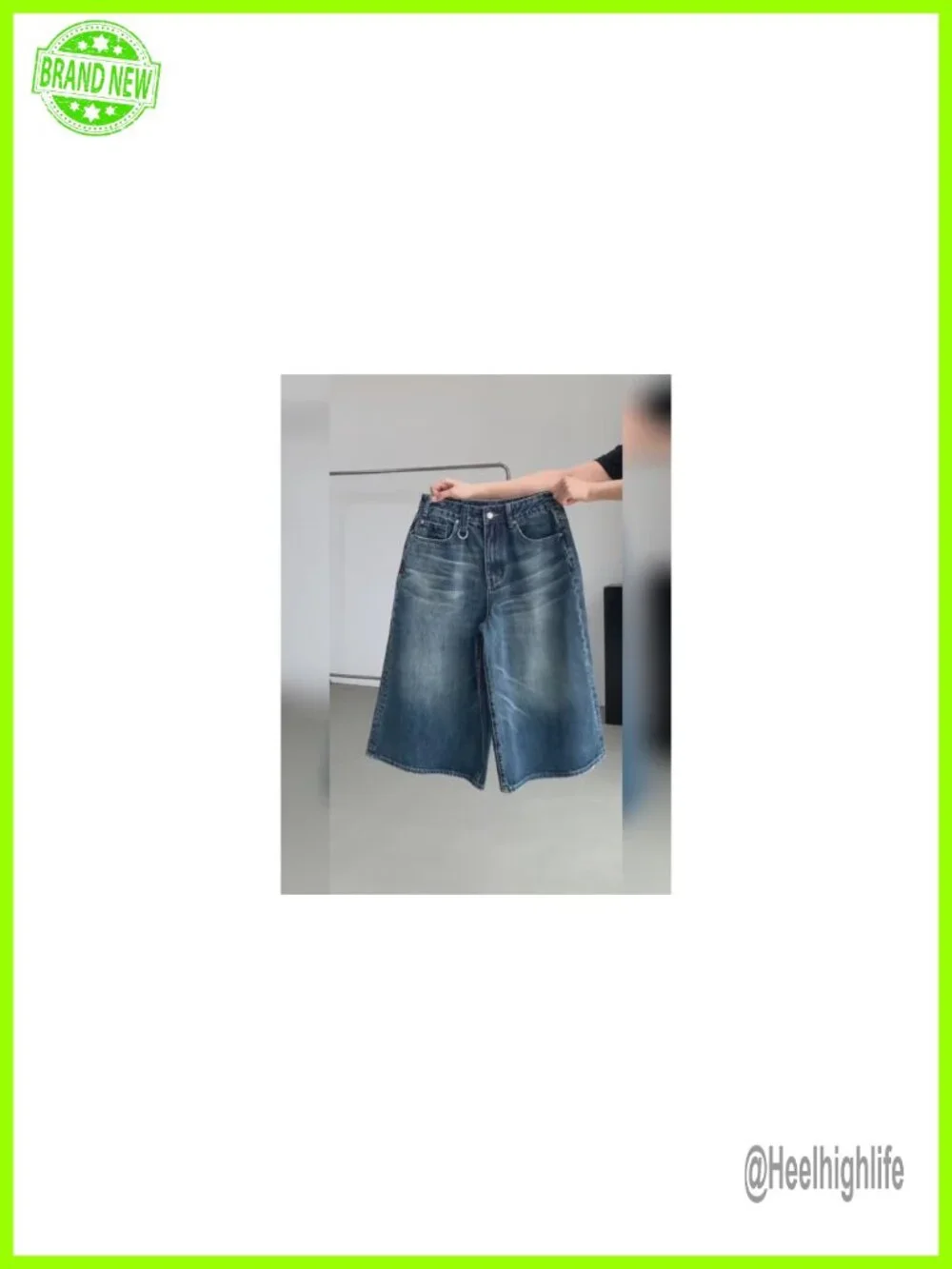 Womens Baggy Capri Jean Shorts Wide Leg Long Y2K Cotton Denim Summer